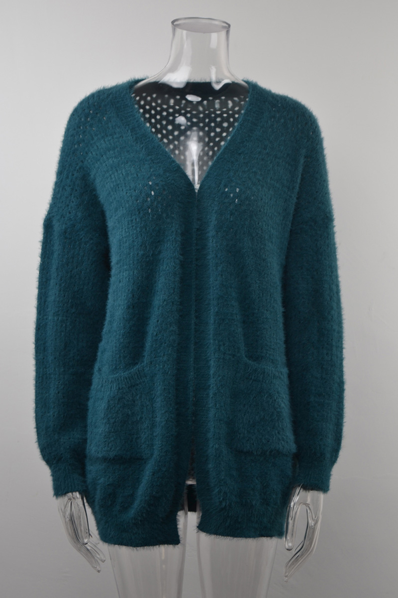 Title 7, Plush Cardigan with Pockets Solid Color Sweater...