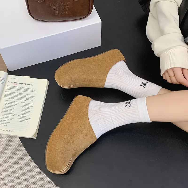 Women Split Toe Closed Toe Suede Mule Slides, Backless Slip On Minimalist Flat Birken Mules Casual Daily Outdoor Slippers