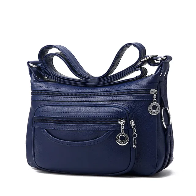 Women Work Bag Multi pocket Messenger Bag With Zippers Daily Crossbody Bag Blue - Shop at LoveMi