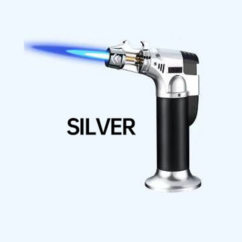 Silver Straight-stream Spray Gun Comes With A Bottle Opener, A Lighter, A Windproof Cigar Holder, And Is Suitable For Outdoor Portable Barbecuing And Baking.