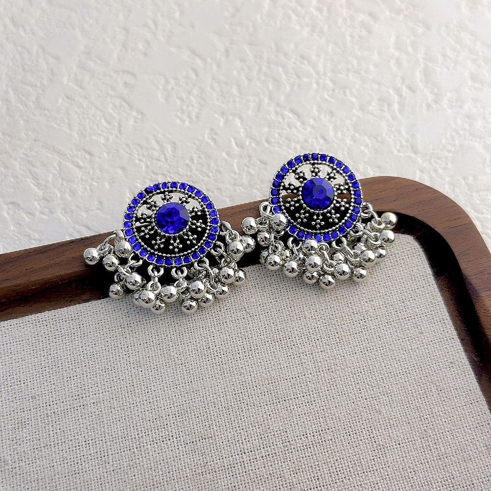 Silver Needle Retro Geometric Tassel Pearl Earrings - Jewelry & Watches