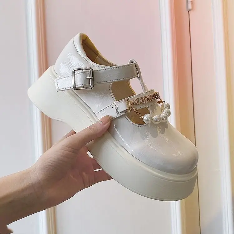 Shallow Mouth Hollow Platform Shoes With A Word Single Shoes Women