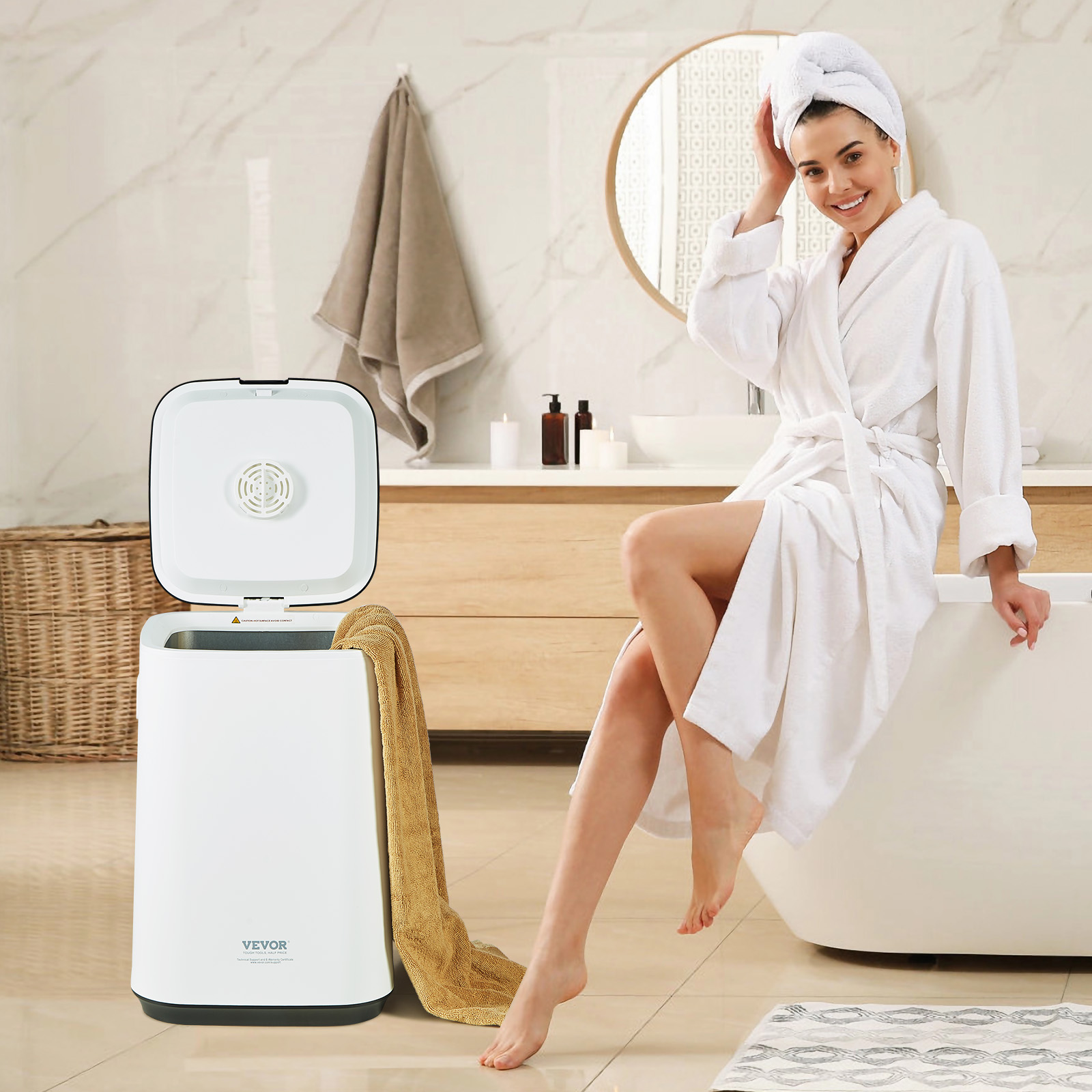 VEVOR Towel Warmer 20L, Towel Warmer Bucket With 24h Delay Timer, 20 40 60 Min Auto Shut Off, Child Lock, LED Screen & U-Shaped Light, Large Towel Warmer For Bathroom, Spa, Bathrobe, Blanket & Pajama image 4
