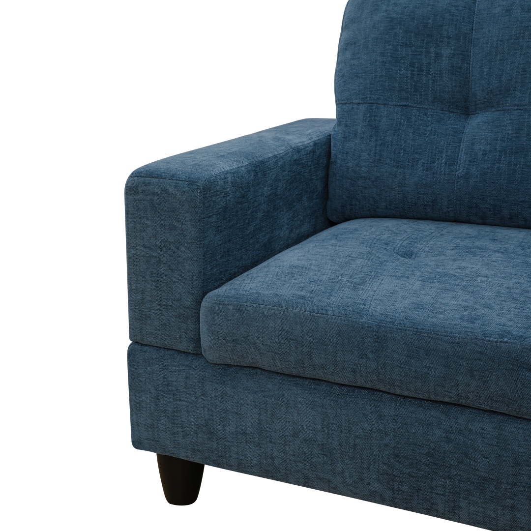 Pickup Only--Blue Flannel 3-Piece Couch Living Room Sofa Set