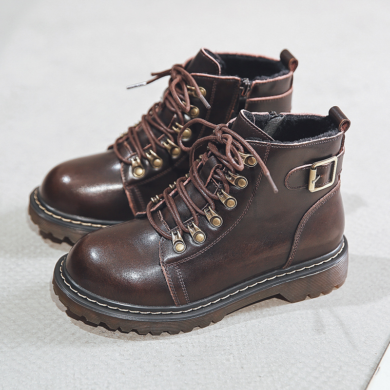 Handsome Martin Boots Leather British Style Cool Rivets