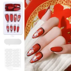Bright Red Painting Wear Fake Nail Patch Manicure - The National Style Wears Armou - View 1