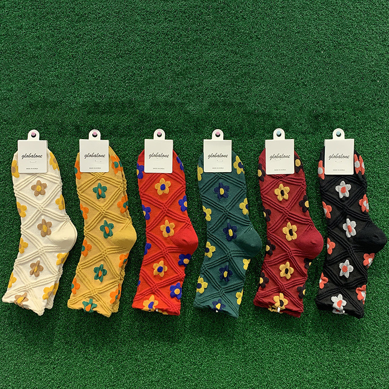 Title 6, Ladies plaid flower cotton socks