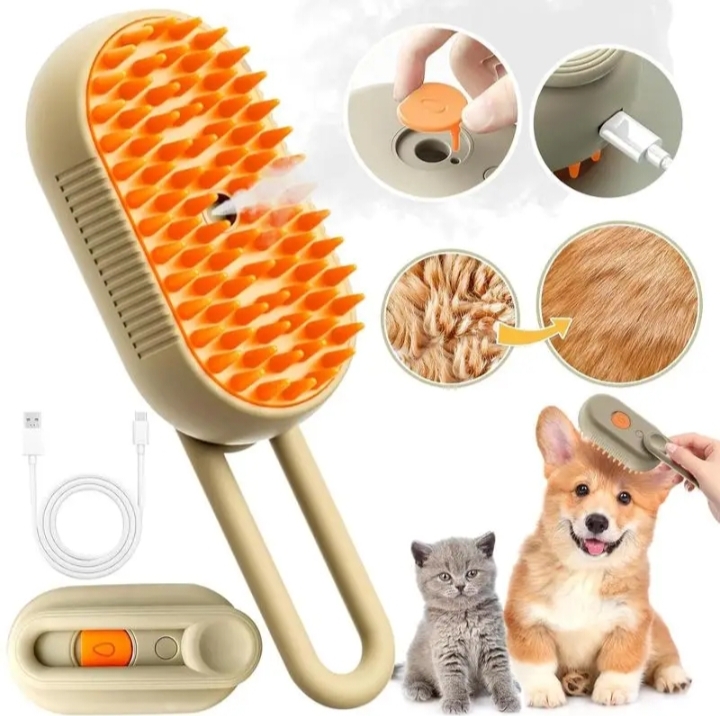 Electric Spray Pet Brush Grooming Comb With Steamer For Loose Hair Removal thumbnail 2