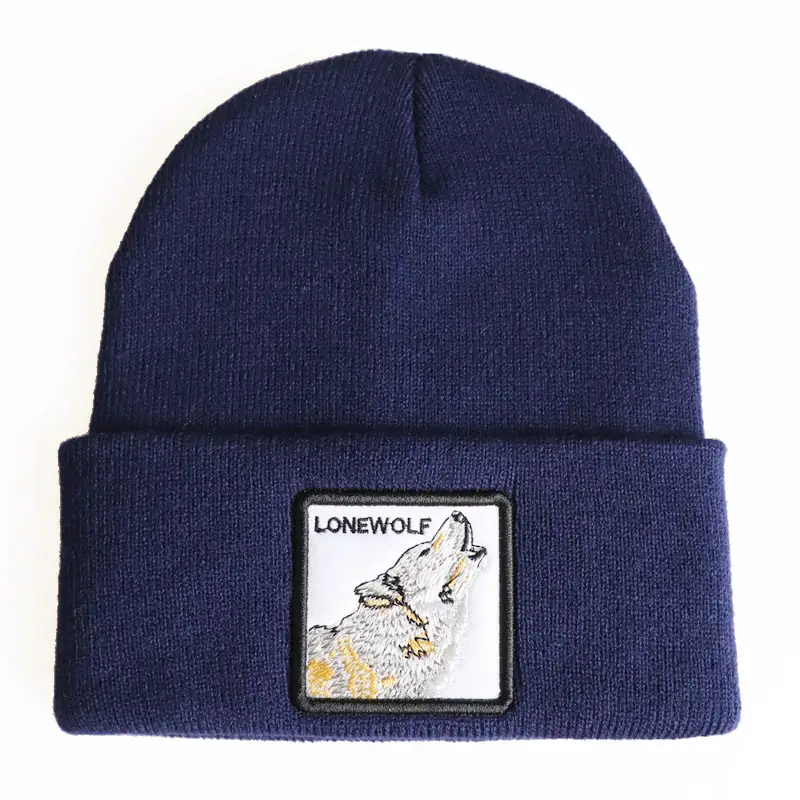 Winter Animal Embroidered Knitted Wool Hat