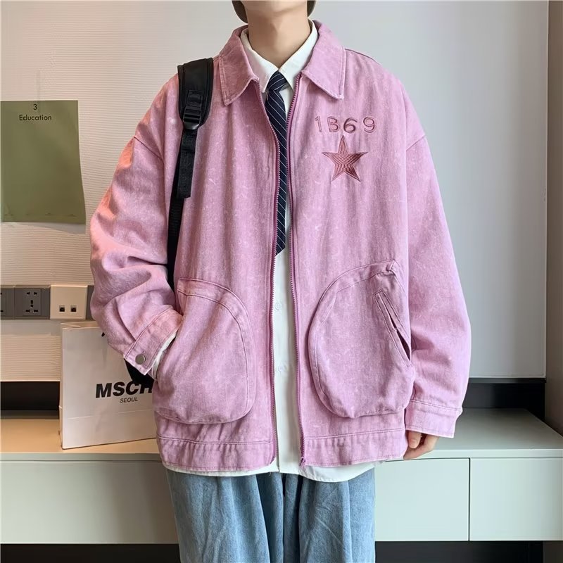 Loose Washed Old Ruffian And Handsome Work Jacket