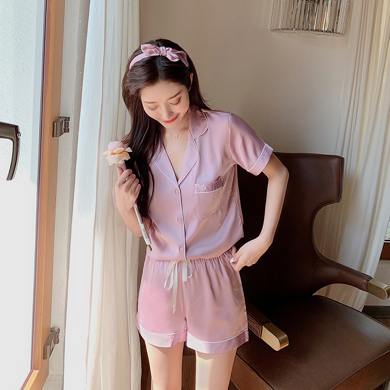 Title 6, Silk Ladies Pajamas Sleeve Shorts Suit Homewear