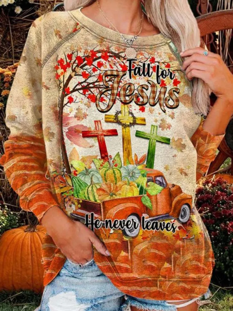 Style Trendy Line Fashion Round Neck Halloween Pumpkin Lamp T-shirt Girl Loose Top - Ttb1431684-5Xl