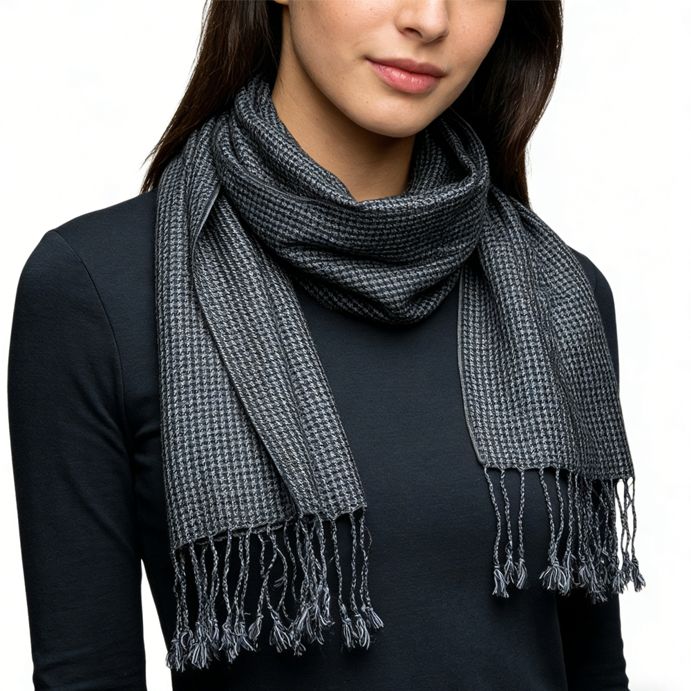 2pcs Grey Textured Minimalist Tone-on-tone Jacquard Scarf ,Luxe Look For Evening Wear,Scarf,vacation,daily Life,evening Party,Office Appropriate Subtlety For Women Men - Men's Clothing