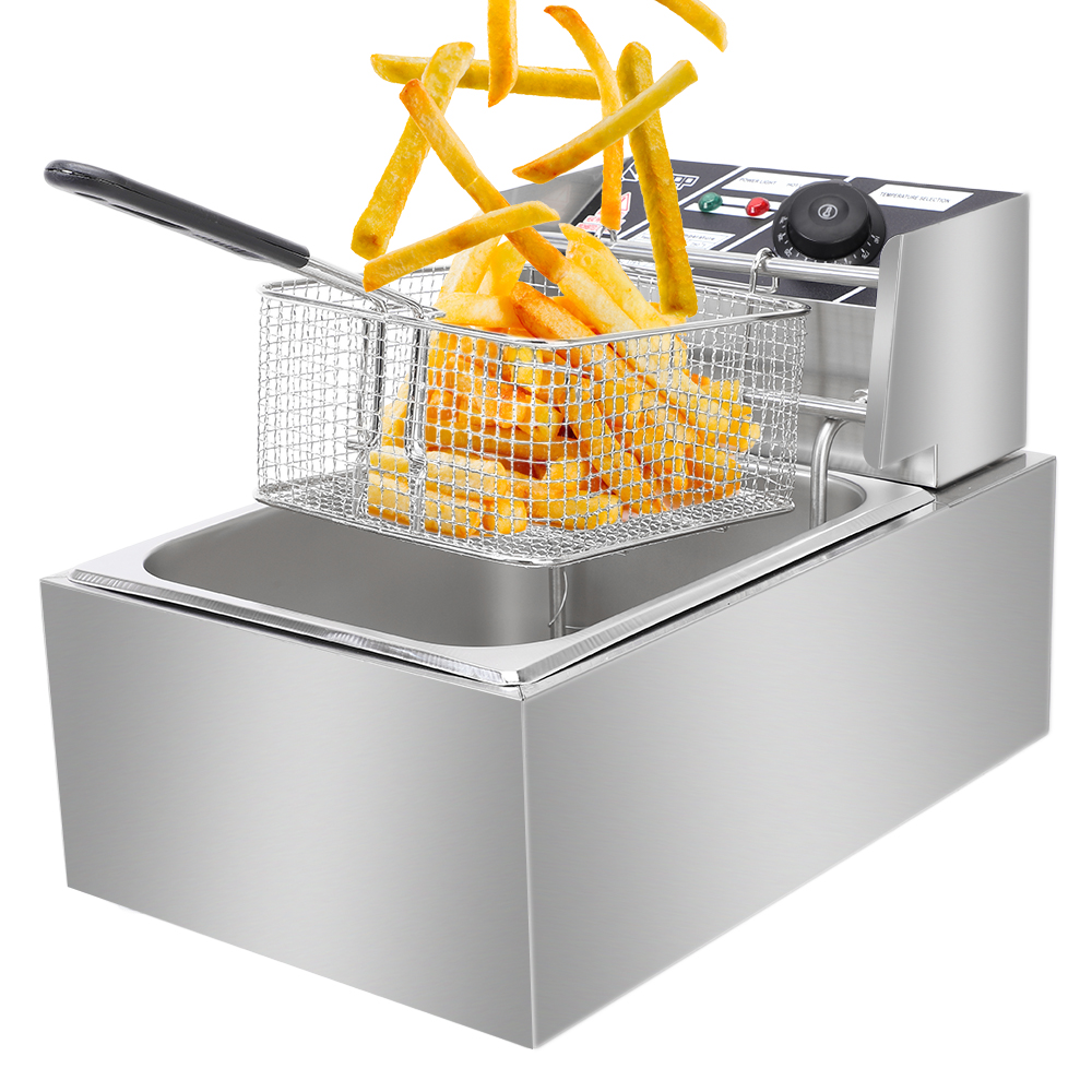 Electric Fryer Silver Stainless Steel Single Cylinder - Image 3