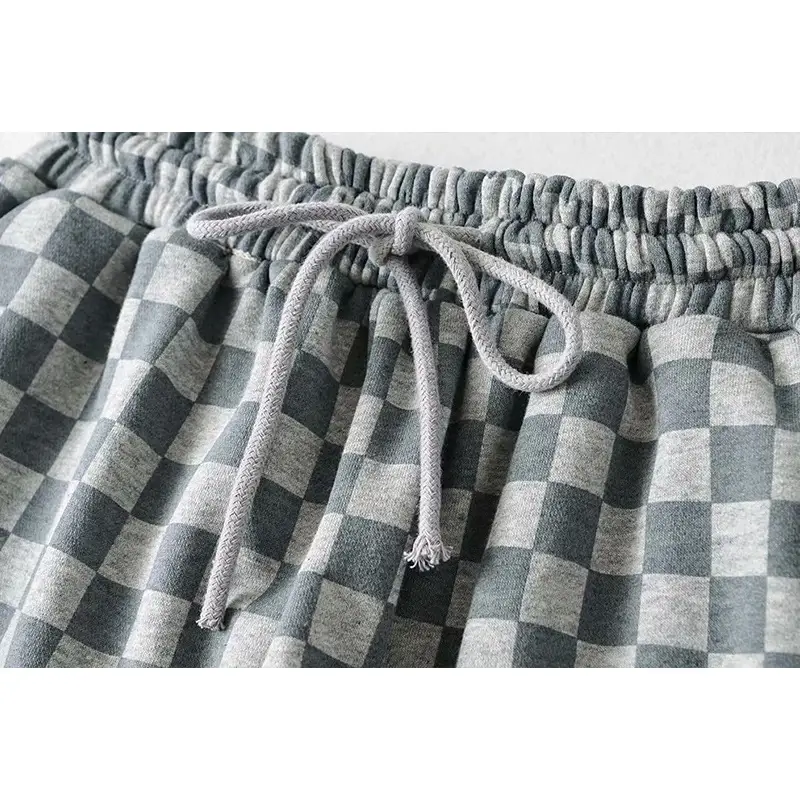 Women's Elastic Sports And Leisure Chessboard Harem Pants Women's Trend