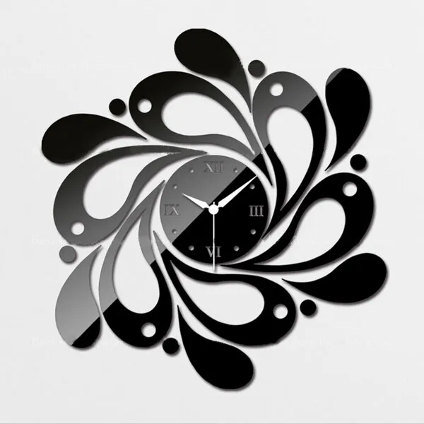 Preciser Mirror Wall Clock For Living Room Office Kitchen Mirror Black - Shop at LoveMi