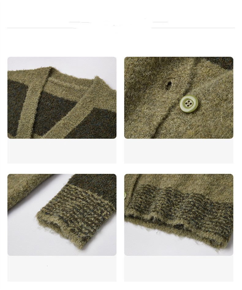 Slim Green Plaid Contrast Knit Women