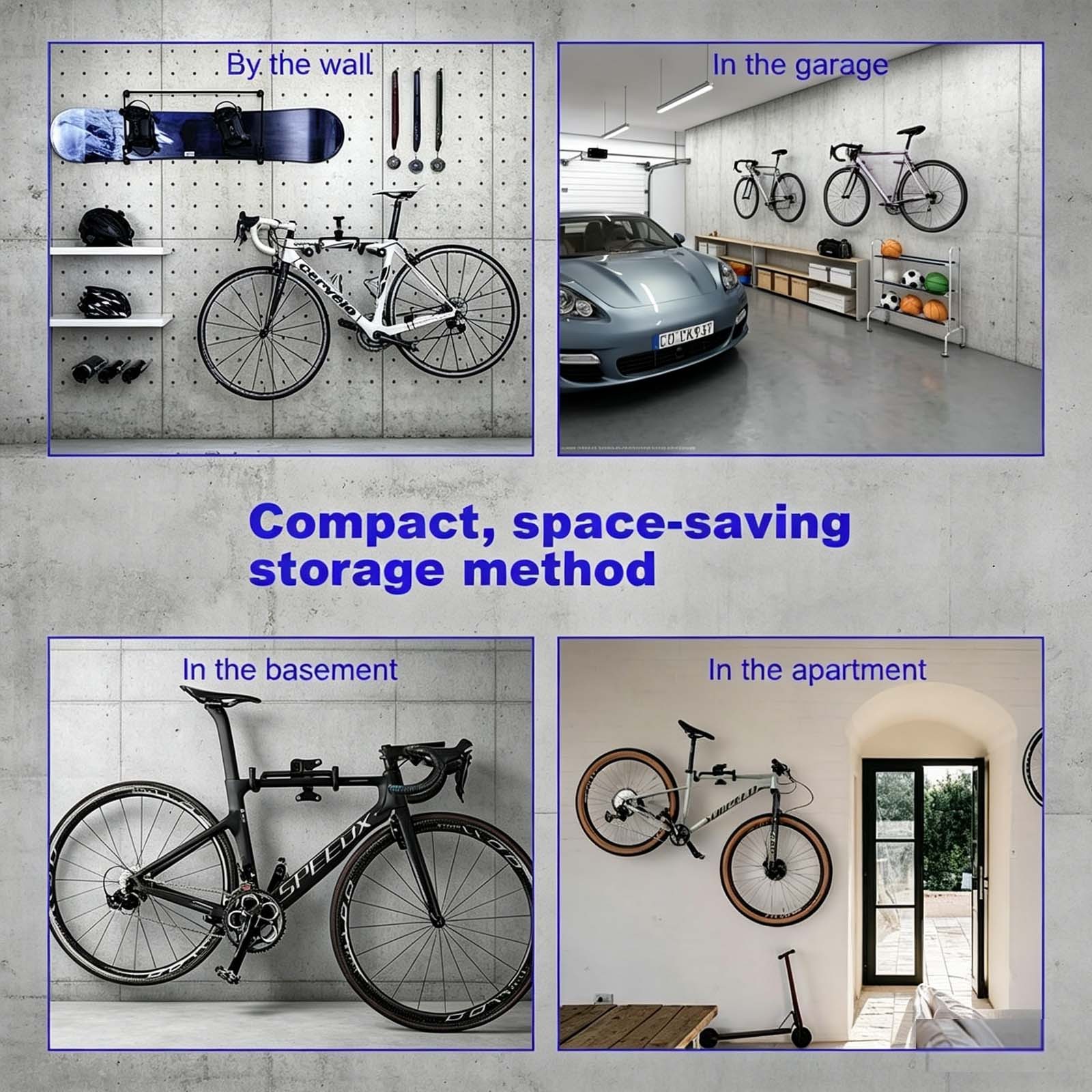 2pcs Bike Storage Hanger Wall Mounted Bicycle Hook Rack Garage Stand Tool — image 2