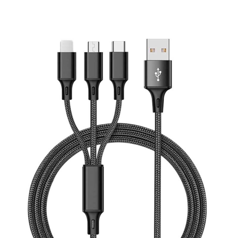 3 In 1 USB Charging Cable For iPhone & Android. Micro Type C Lightening Cable - Picture 7 of 9