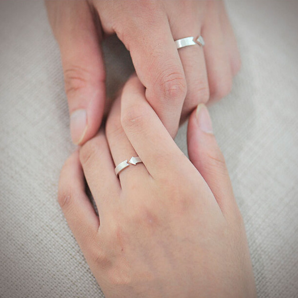Sterling Silver  Ring Arrow Brushed Couple Ring — foto 7