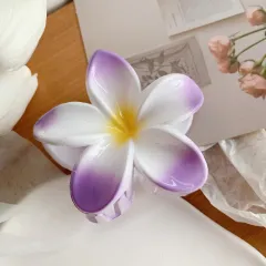 Muweordy Plumeria Hair Clips Flower Hair Clip Trendy Hair Claw Clip Popular Hair Catch Korean Hair Accessories For Women - Purple - View 1