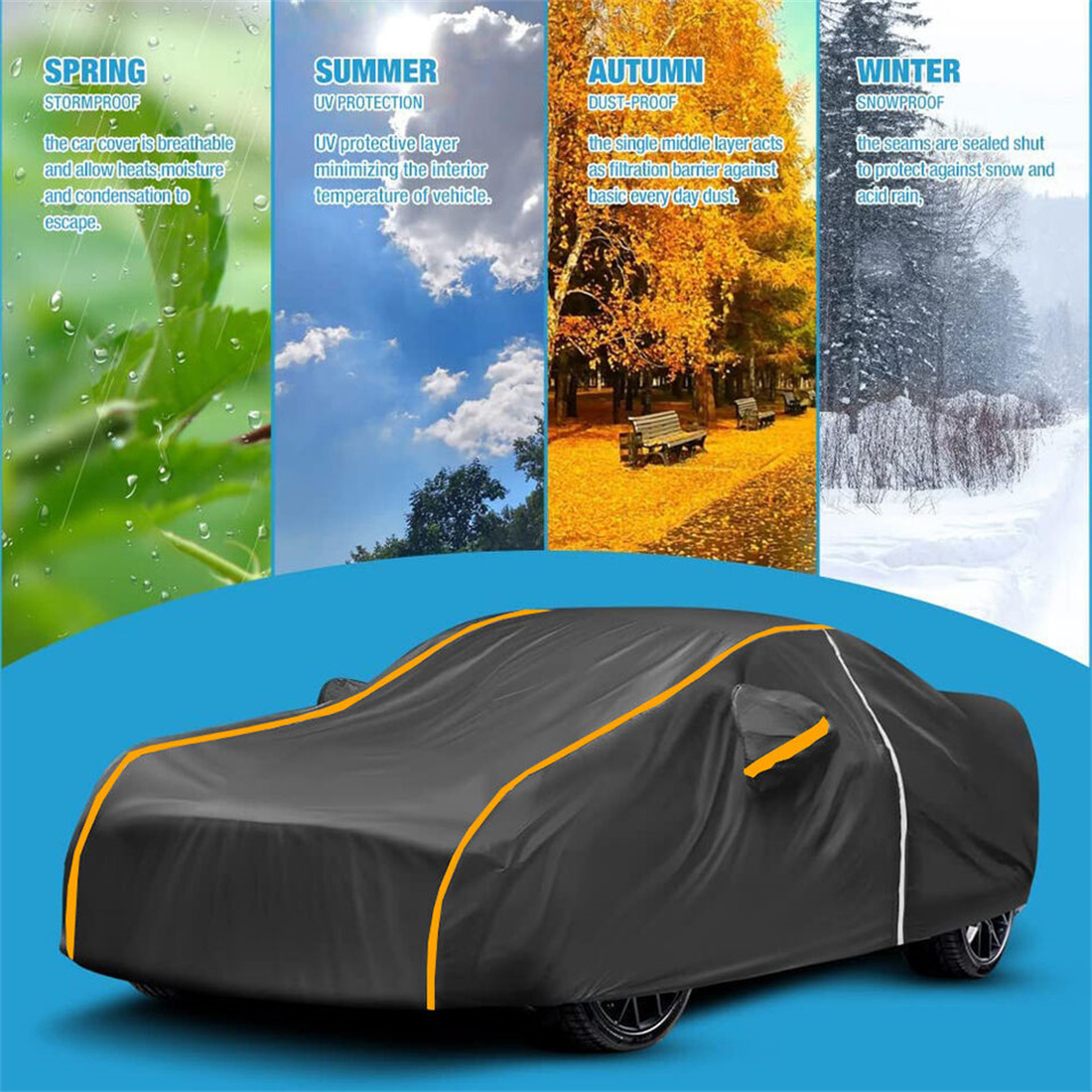 Universal Waterproof 6 Layer Car Cover Heavy Duty Cotton Rain Snow UV — image 9