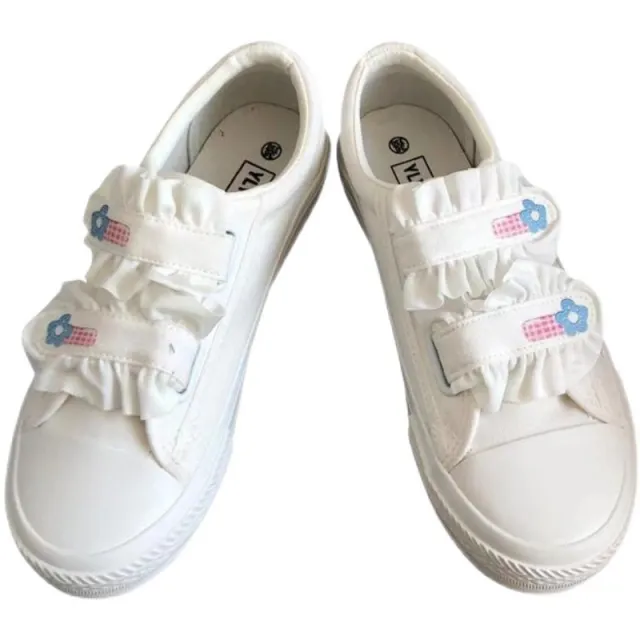 Japanese Velcro Sneakers Women Net Red White Shoes Canvas Shoes Red - Shop at LoveMi