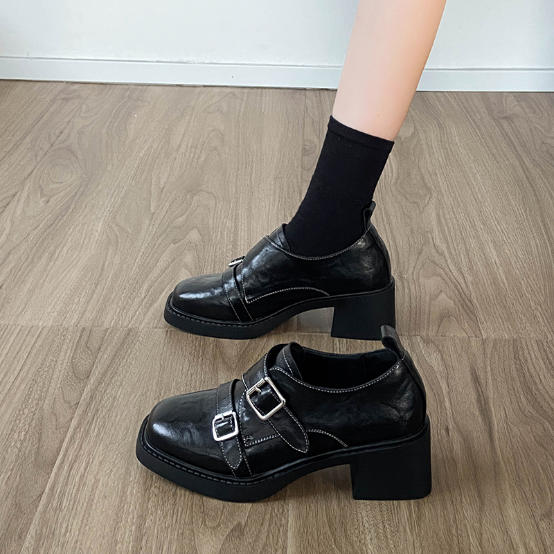 Women Vintage College Style Cross Strap Loafers, 2026 New Elevator Slim Fit Versatile Fashion Single Shoes
