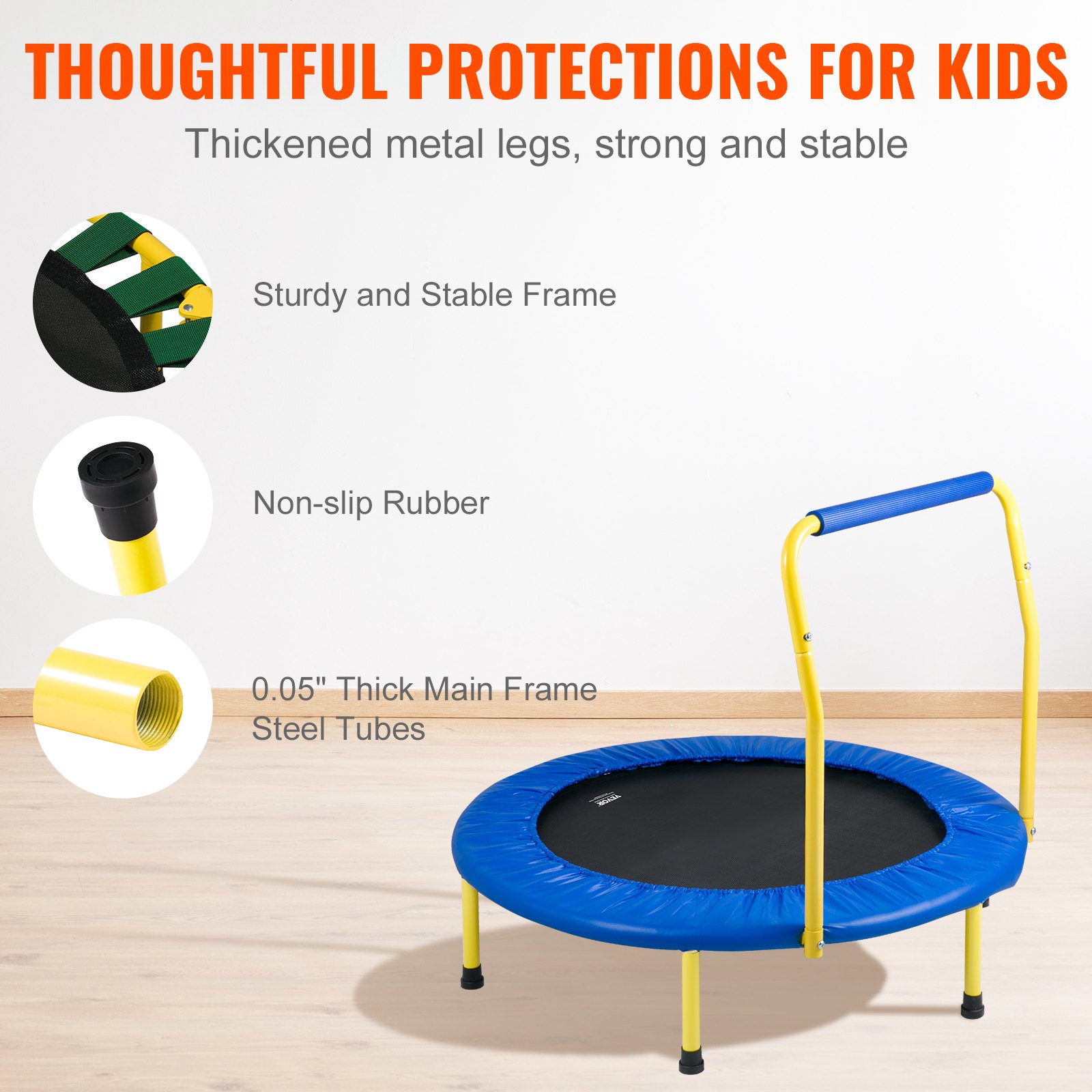 VEVOR 3FT Trampoline For Kids Indoor Outdoor Foldable Baby Toddlers Trampoline image 2