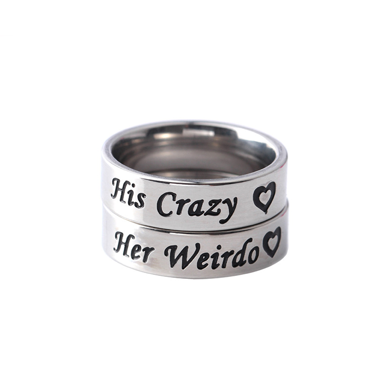 Fashion His Crazy Her Weirdo Couple Ring