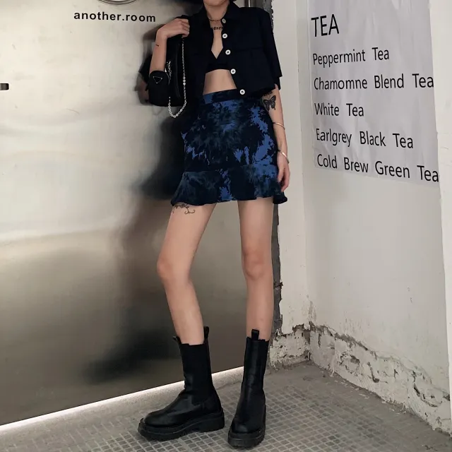 Women's Ruffled Tie Dye Wrap Hip Skirt Short Skirt - Shop at LoveMi