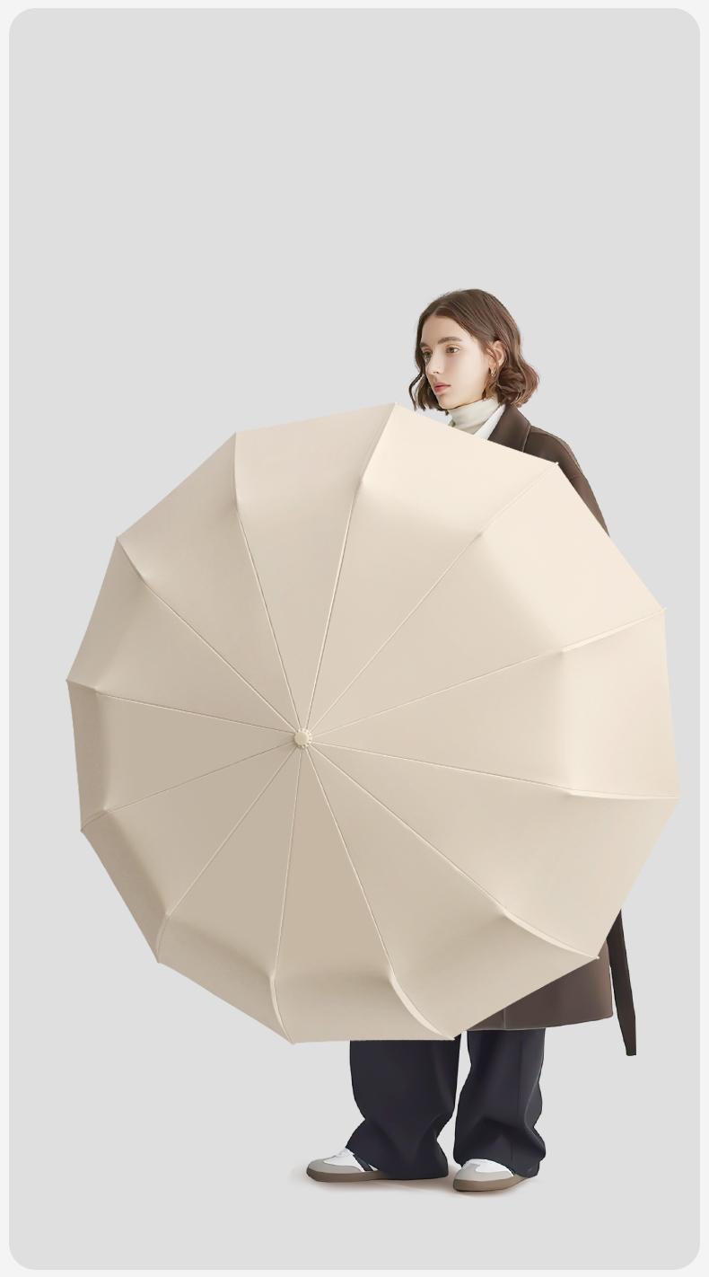 Fully Automatic Foldable Travel Umbrella  Lightweight, Windproof, Portable, Black Sun Rain Use, Auto Open Close,Self-pickup Only. image 3
