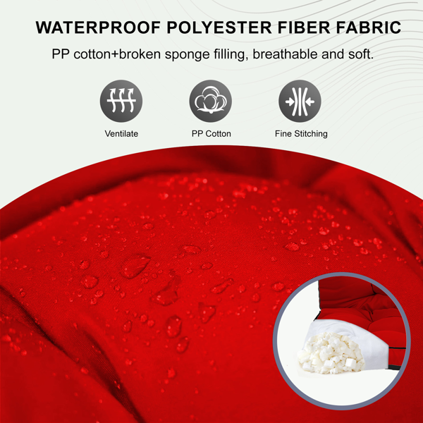 Outdoor Swing Cushions 55 Inch,Waterproof 4in Thick Porch Swing Cushion Replacement With Backrest And Ties,Comfortable 2-3 Seat Pation Swing Pad For Backyard,Garden,Lawn,Outdoor Furniture Red