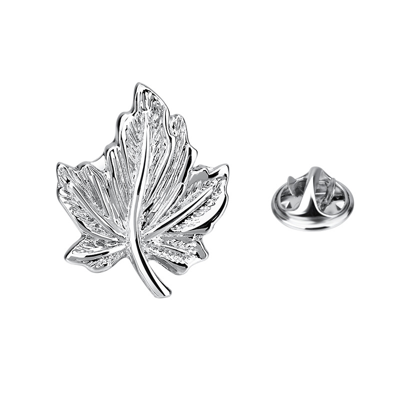 Silver Leaf Brooch Jewelry Collar Pin Metal Brooch