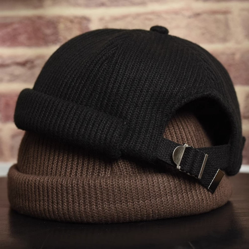 Japanese-style Vintage Boater Hat In Solid Color, For Hip-hop Wear In Autumn And Winter, Without A Brim, Suitable For A Gentleman's Look