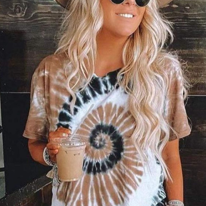 Women's Temperament Fashion Print Short-sleeved Tops