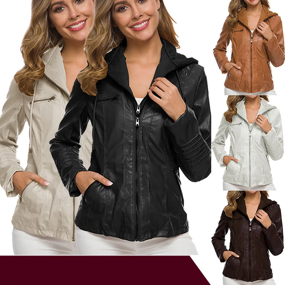 Women's Short Leather Pu Jacket