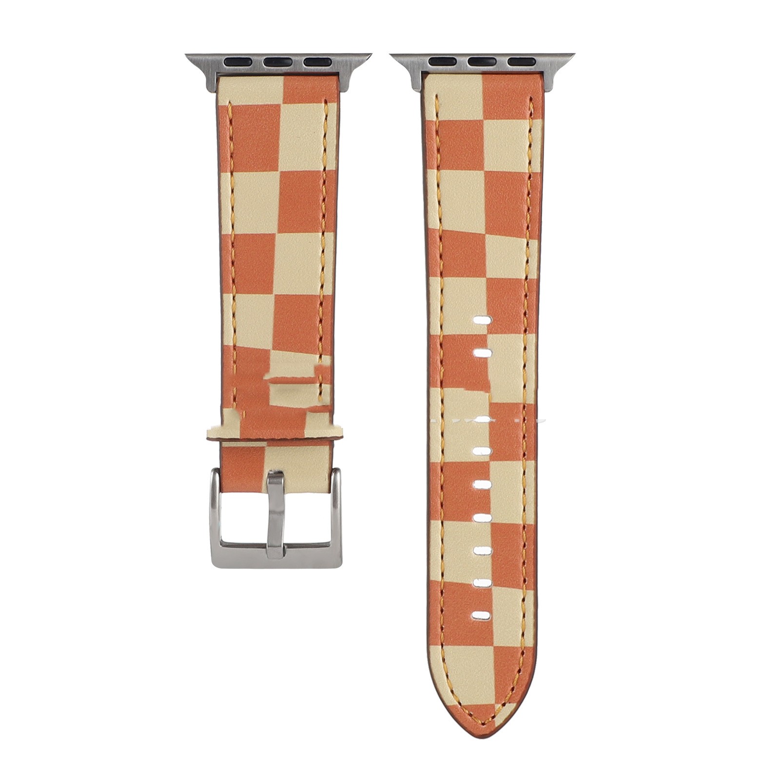 Title 5, Plaid Vintage Pattern Leather Strap