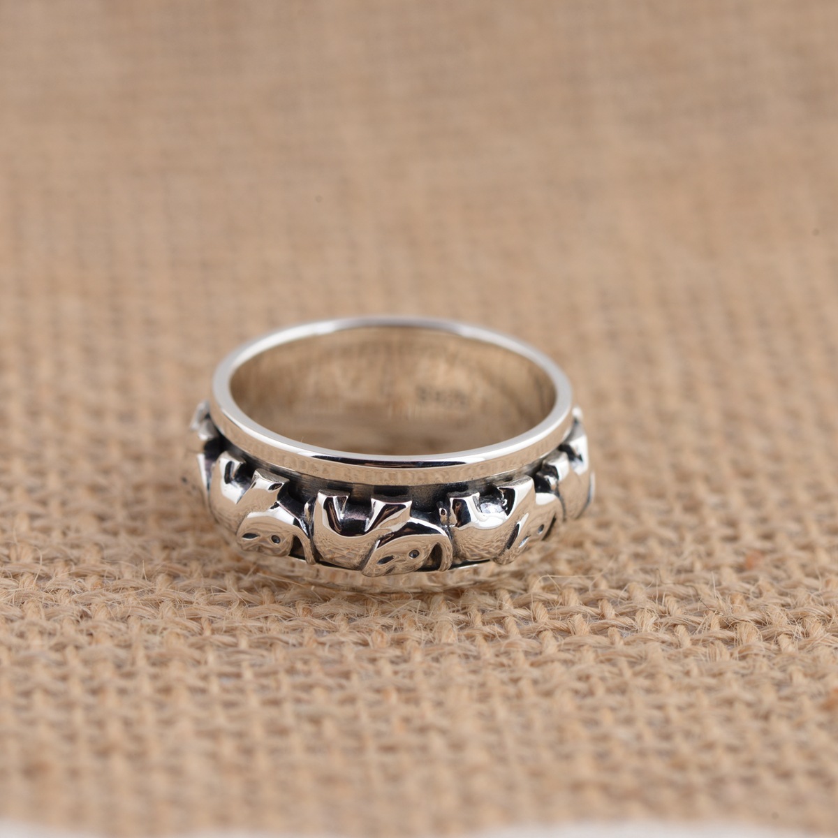 S925 Silver Retro Thai Silver Index Finger Rotatable Ring