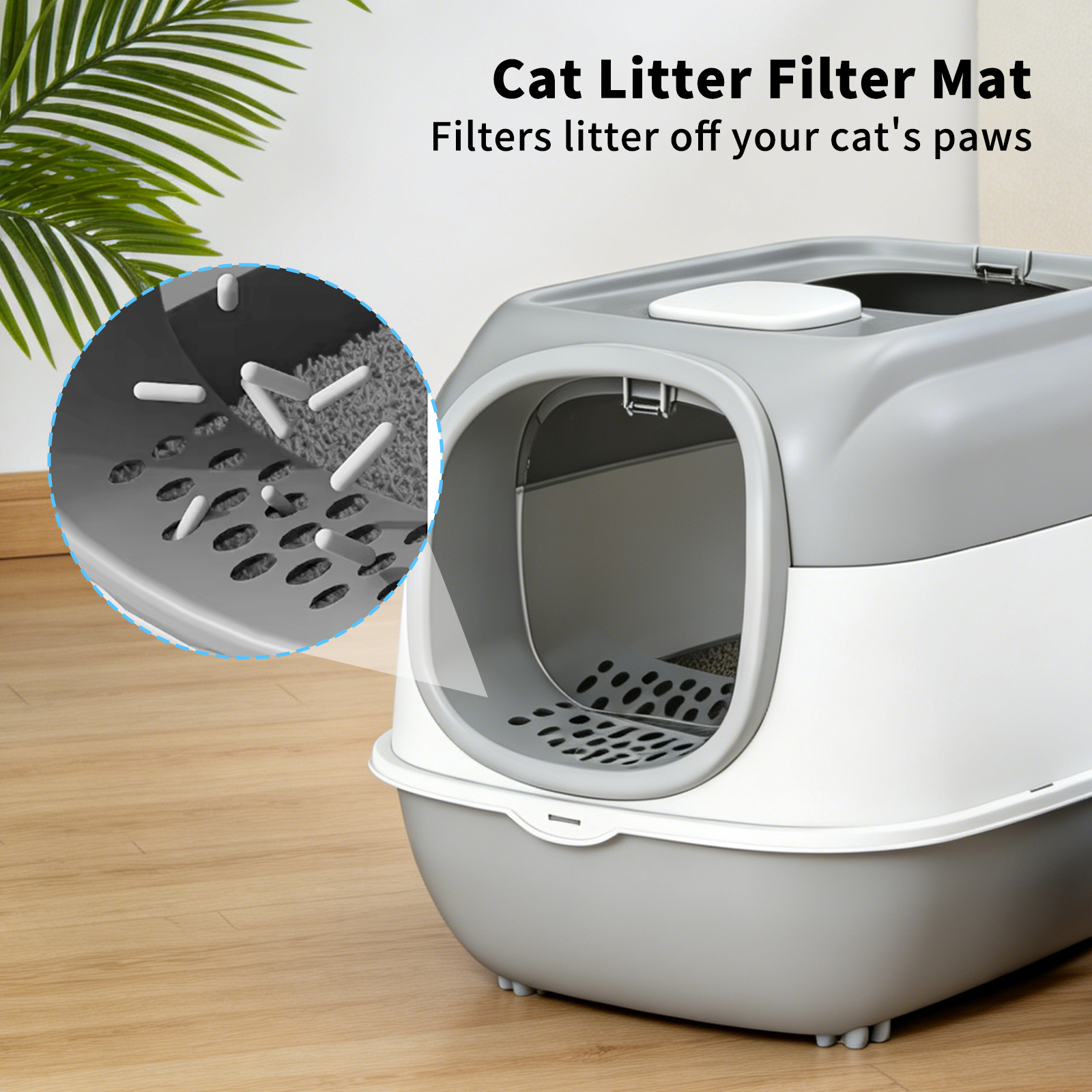 Spaceship Top Entry Fully Enclosed Cat Litter Box, With Free Litter Mat, Anti-Splash & Odor Locking, For Large Cats & Multi-Cat Households