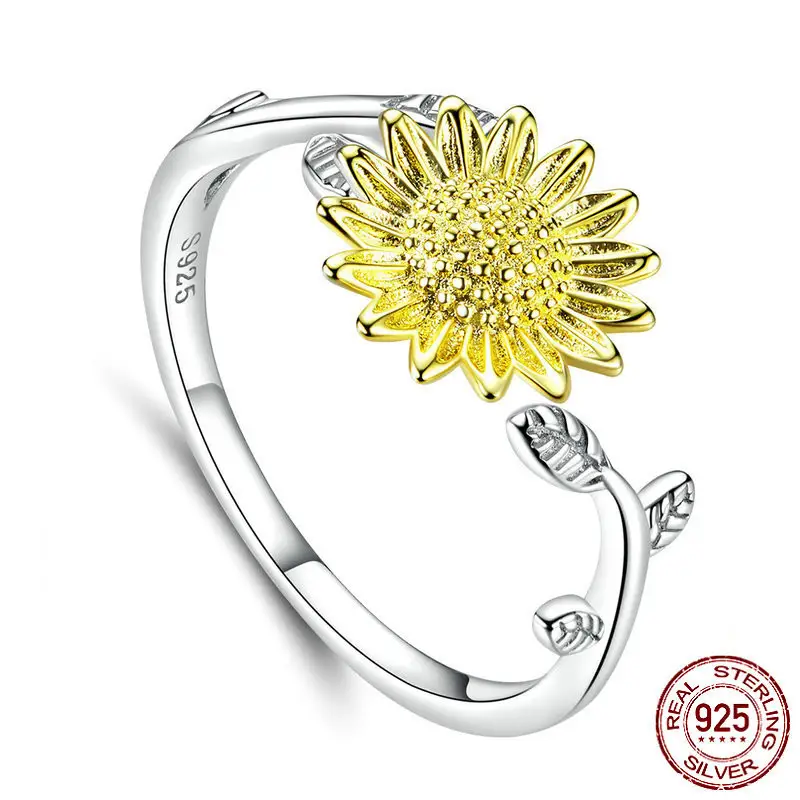 Sunflower Silver Ring Fashion Sunflower SCR596