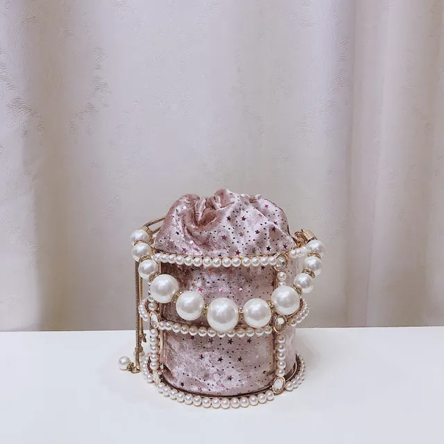 Pearl chain bucket bag Pink - Shop at LoveMi