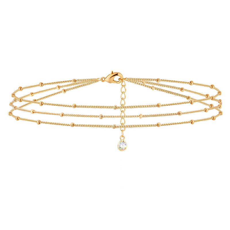 Dainty Gold Bracelets For Women, 14K Gold Filled Adjustable Layered Bracelet Cute Oval Chain  Bar Gold Bracelets For Women Jewelry