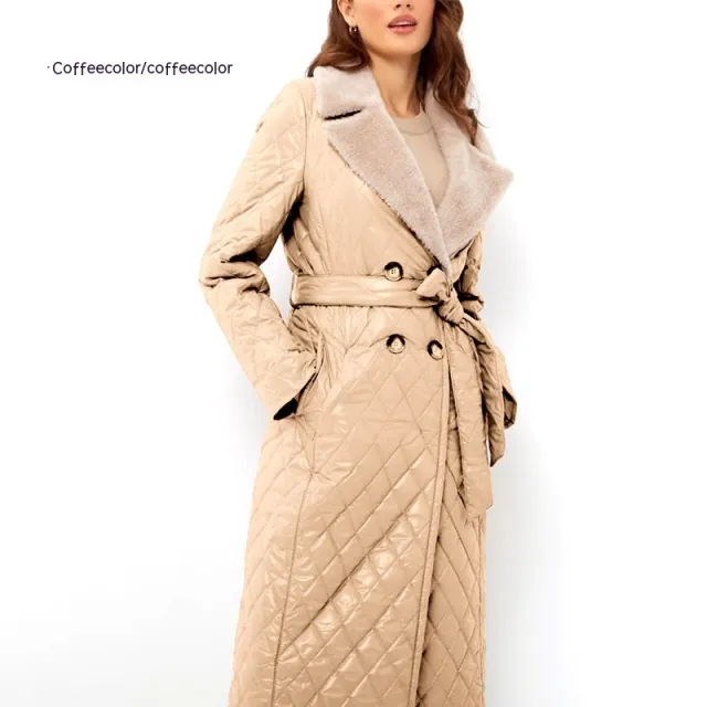 Winter Slim fit Lace Up Lapel Long Sleeve Plaid Slim Jacket Coffee - Shop at LoveMi