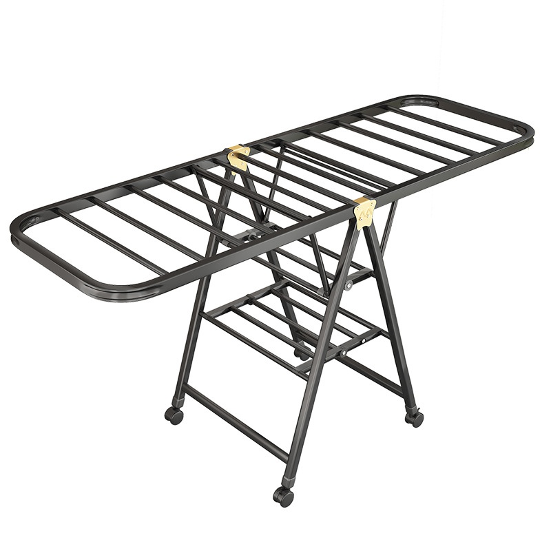 1.7-meter Gun Gray - Double-layer Air DryingFolding Clothes Rack Balcony Household Movable Indoor Clothes Rack Multifunctional Blanket Drying Tool Floor Drying Rack 5