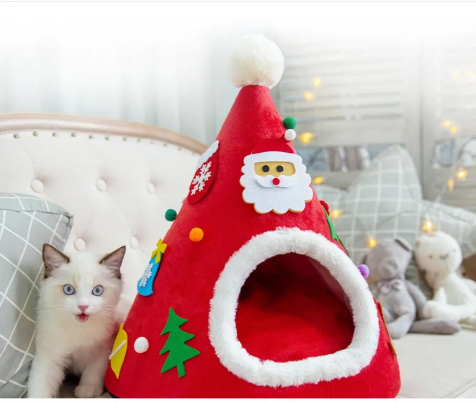 Autumn And Winter Warm Cat Nest Christmas Hat Shape Sponge – image 6
