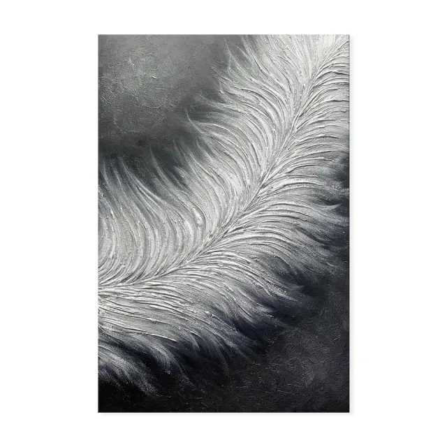 Hand Painted Black And White Oil Paintings On Canvas Abstract Feather Modern Wall Art Oversize Thick Texture Acrylic Painting Decor Special Artwork... Without Inner Frame - Shop at LoveMi