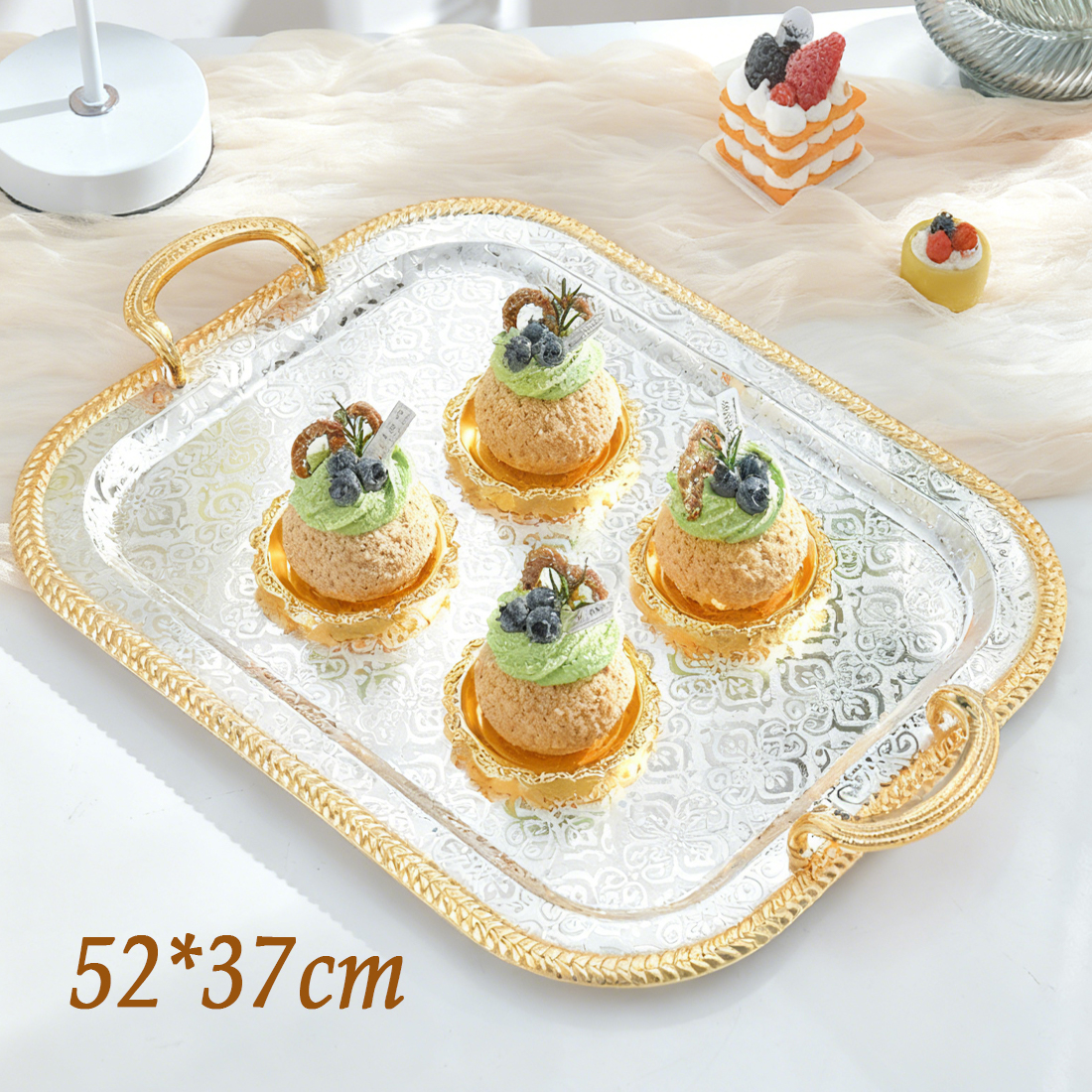 Rectangle Serving Tray With Handles For Gift Serving Tray