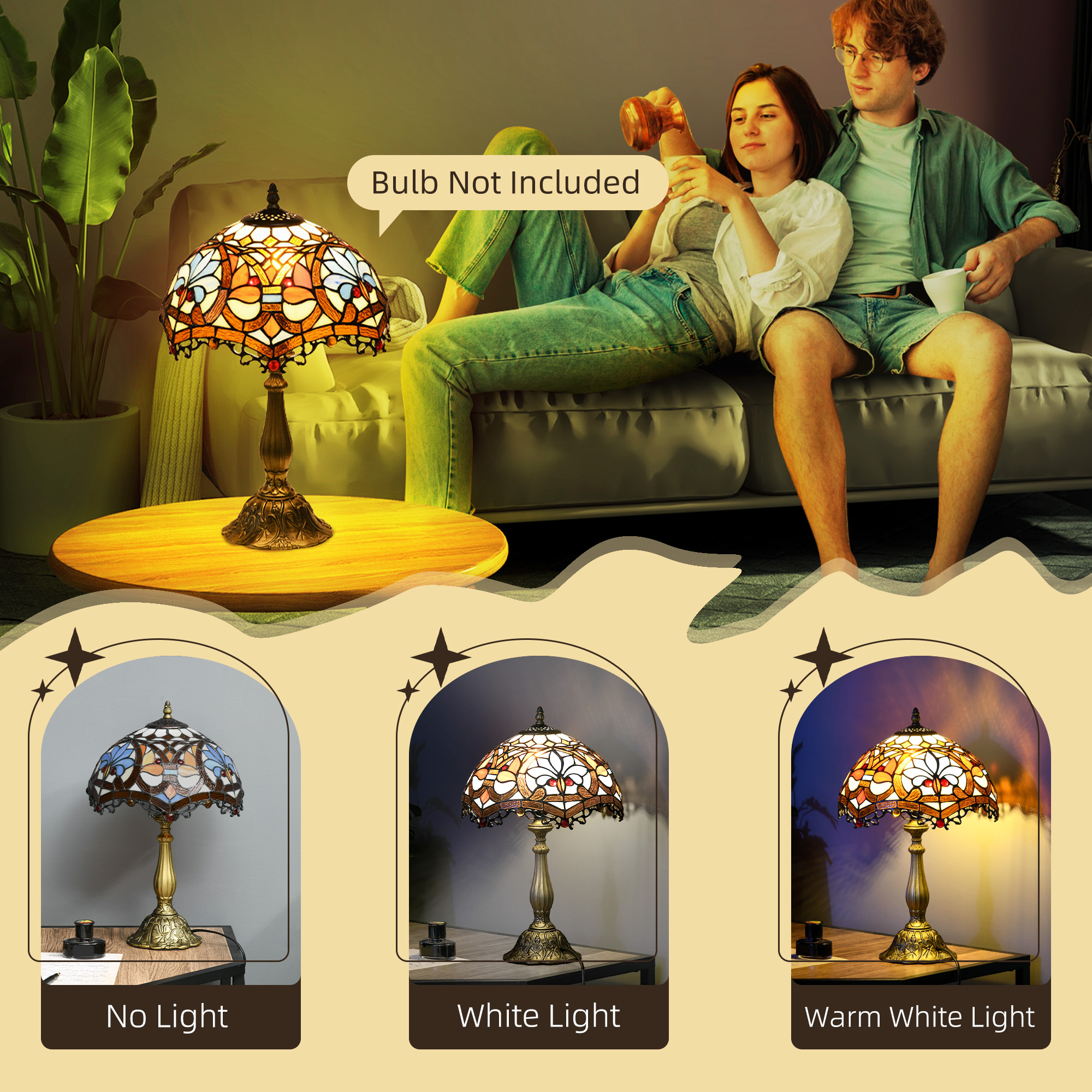 Colored Glass Desk Lamp, Handmade Retro Bedside Suitable For Bedrooms, Living — image 9