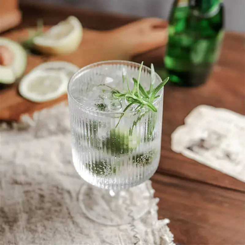 Ins Wind Glass Striped Coffee Flower Tea Cup